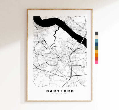 Dartford Map Print - Minimalist City Map Poster - Map Art - London, UK - Dartford Print - Dartford Poster - Different Colours Available