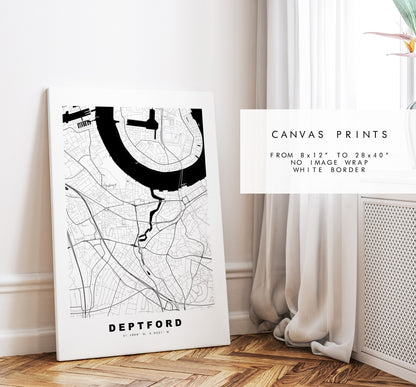 Deptford Map Print - Minimalist City Map Poster - Map Art - London, UK - Deptford Print - Deptford Poster - Different Colours Available