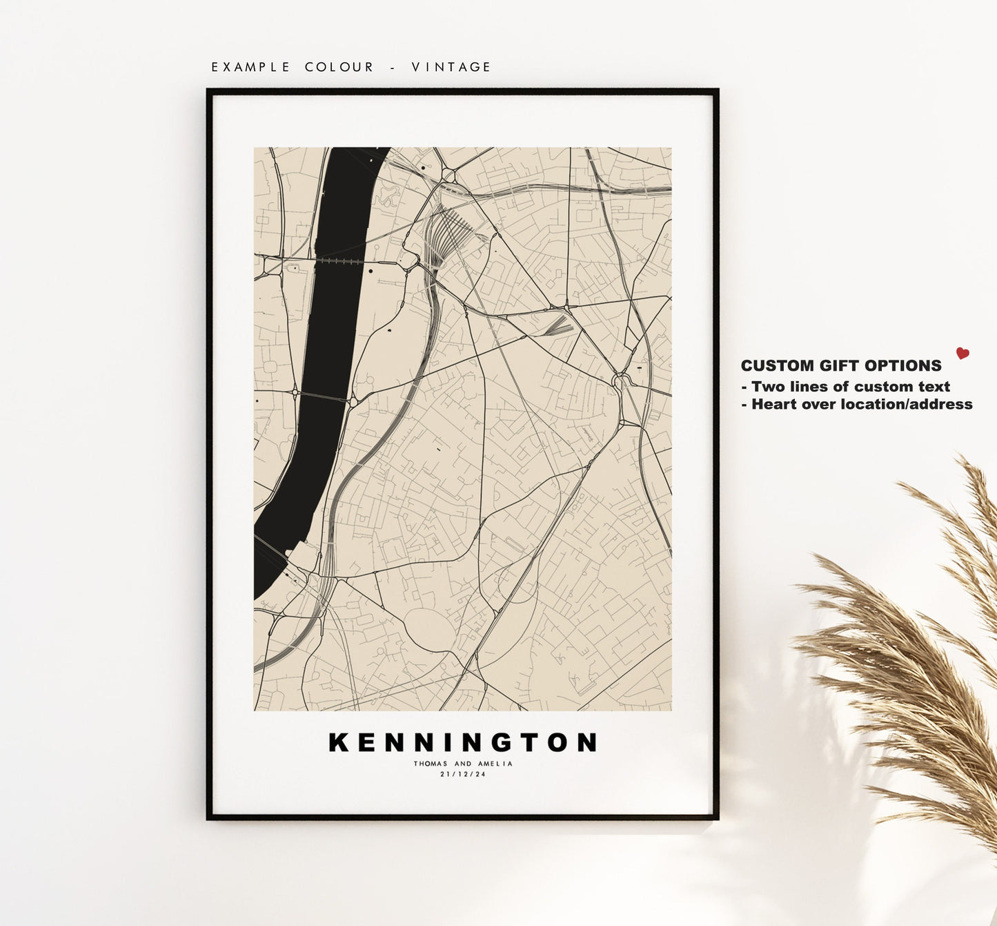 Kennington Map Print - Minimalist City Map Poster - Map Art - London, UK - Kennington Print - Poster - Different Colours Available