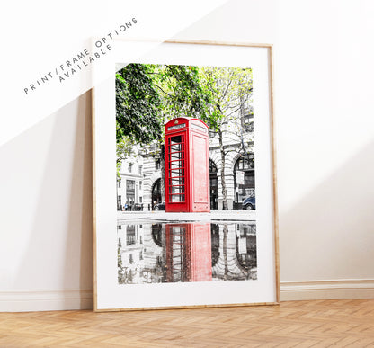 Telephone Box - London Photography Print - Fine Art Photography - London Print - Poster - Wall Art - Red Telephone Box London - Portrait