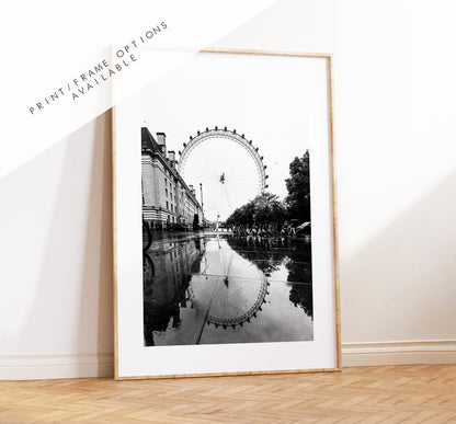 London Eye Print - London Photography Print - Fine Art Photography - London Print - Poster - Wall Art - London Print Black and White