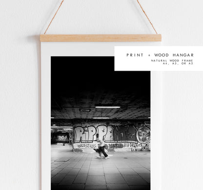 Skater Photography Print - London Photography Print - Fine Art Photography - London Print - Poster - Wall Art - Southbank Skate Park - Mono