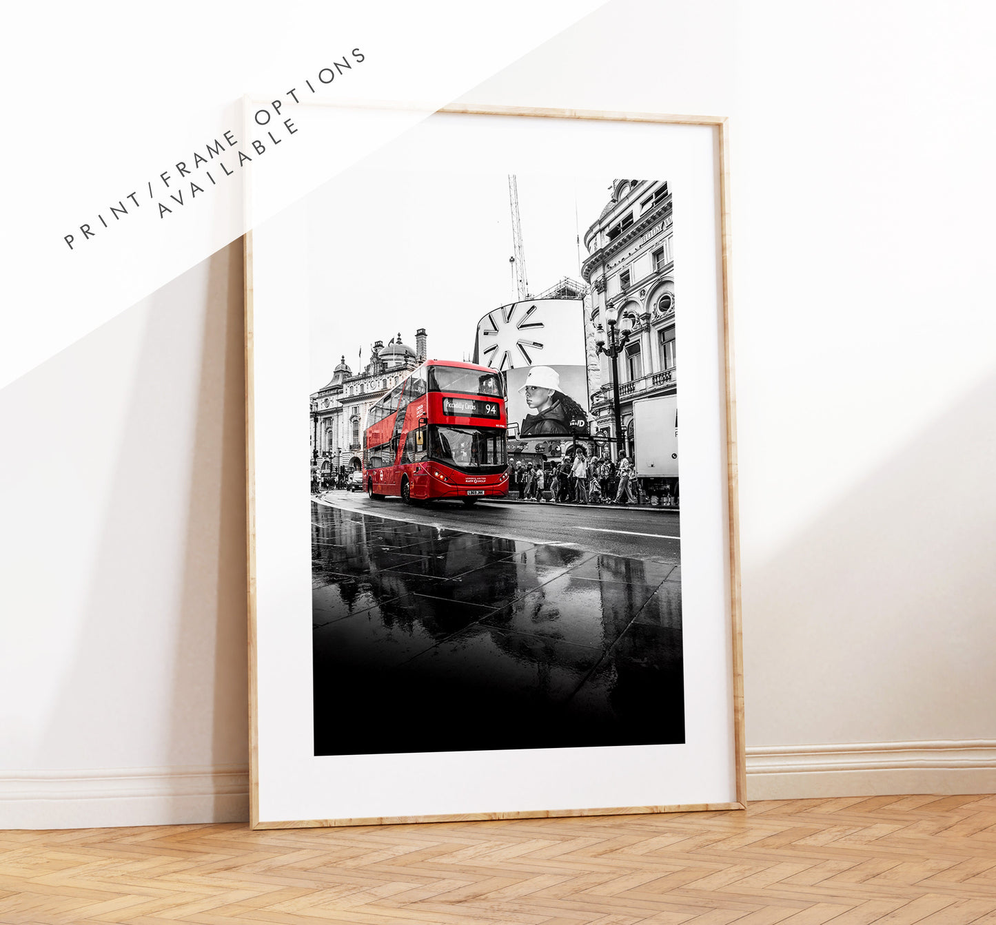 Piccadilly Circus London Photography Print - Fine Art Photography - London Print - Poster - Wall Art - Black and White - London Bus - Mono