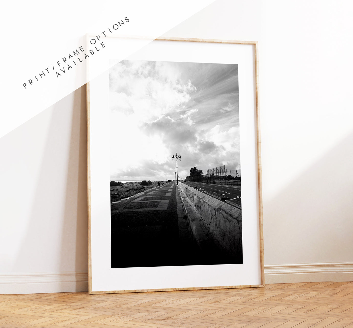 Eastney Promenade - Photography Print - Portsmouth and Southsea Prints - Wall Art -  Frame and Canvas Options - Portrait - BW