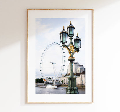 London Eye - London Photography Print - Fine Art Photography - London Print - Poster - Wall Art - UK - Minimalist - Modern - Streetlamp