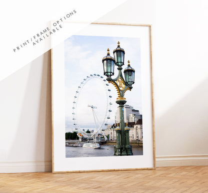 London Eye - London Photography Print - Fine Art Photography - London Print - Poster - Wall Art - UK - Minimalist - Modern - Streetlamp