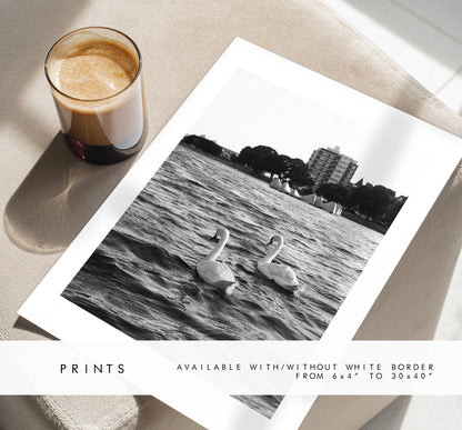 Canoe Lake Print - Photography Print - Portsmouth and Southsea Prints - Wall Art -  Frame and Canvas Options - Portrait - BW