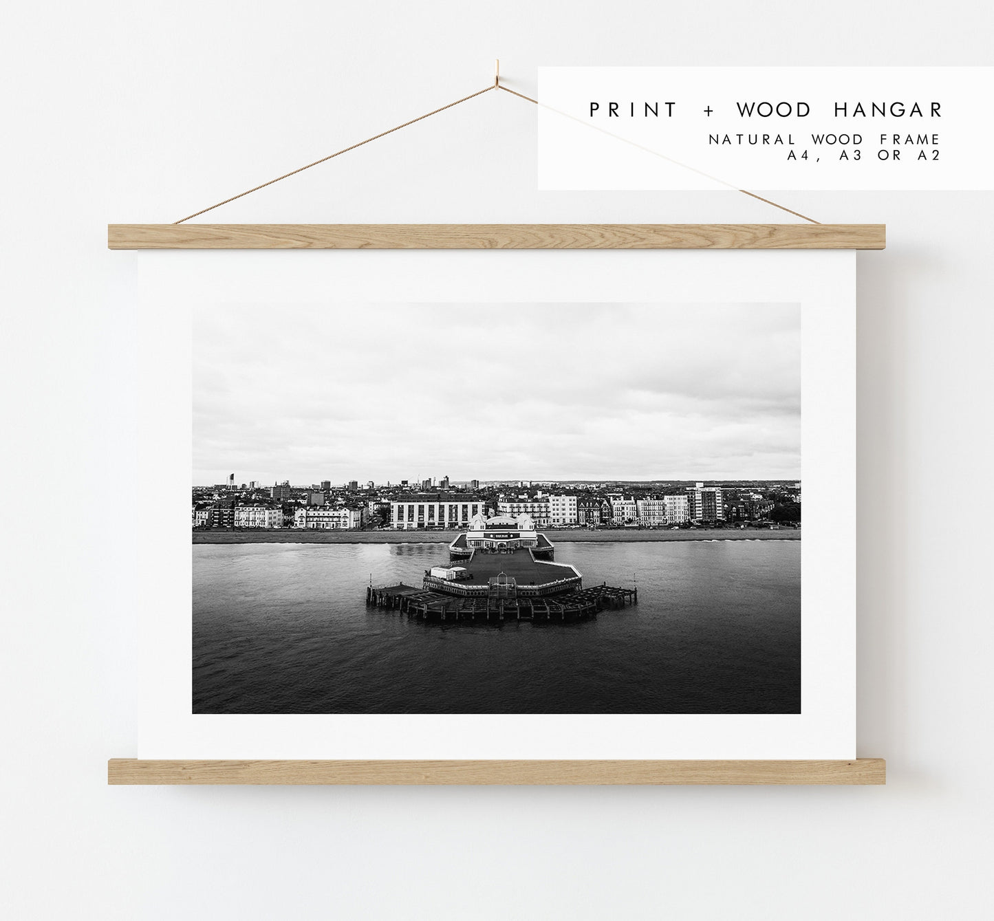 South Parade Pier - Photography Print - Portsmouth and Southsea Prints - Wall Art -  Frame and Canvas Options - Landscape - BW - Aerial