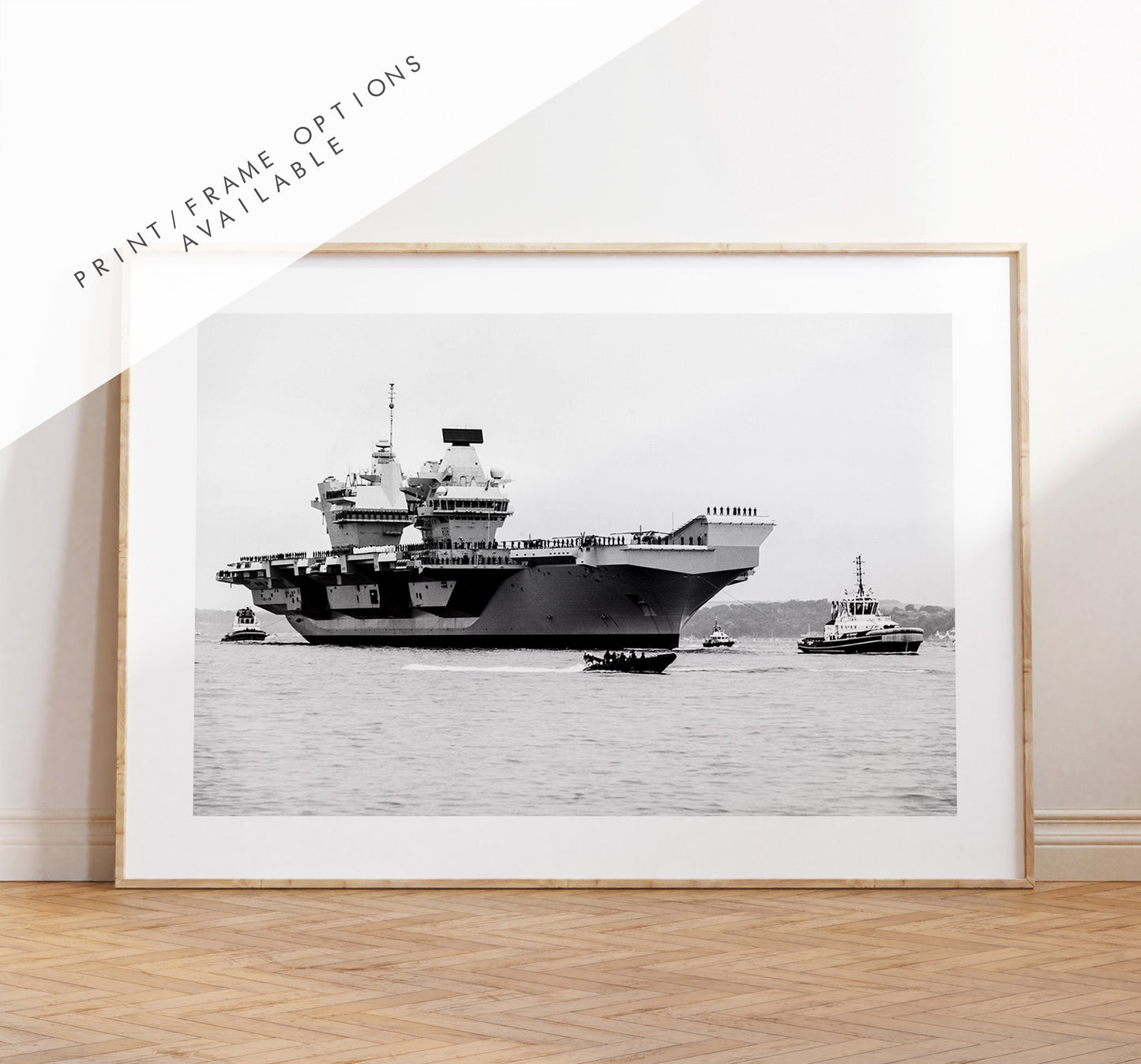 HMS Queen Elizabeth - Photography Print - Portsmouth and Southsea Prints - Wall Art -  Frame and Canvas Options - Landscape - BW