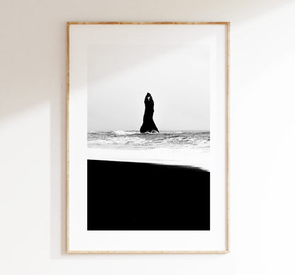 Reynisfjara - Iceland Photography Print - Iceland Wall Art - Iceland Poster - Black and White Photography - Minimalist - Black Sand Beach