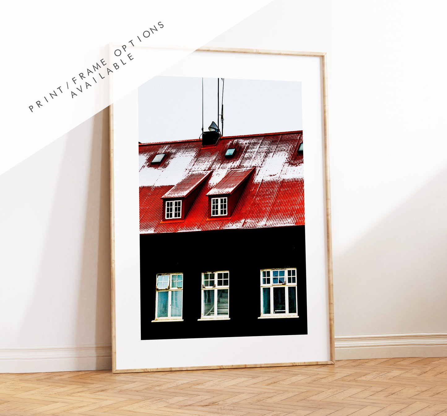 Icelandic Architecture - Iceland Photography Print - Iceland Wall Art - Iceland Poster - Icelandic Houses - Iceland Architecture - Red Black