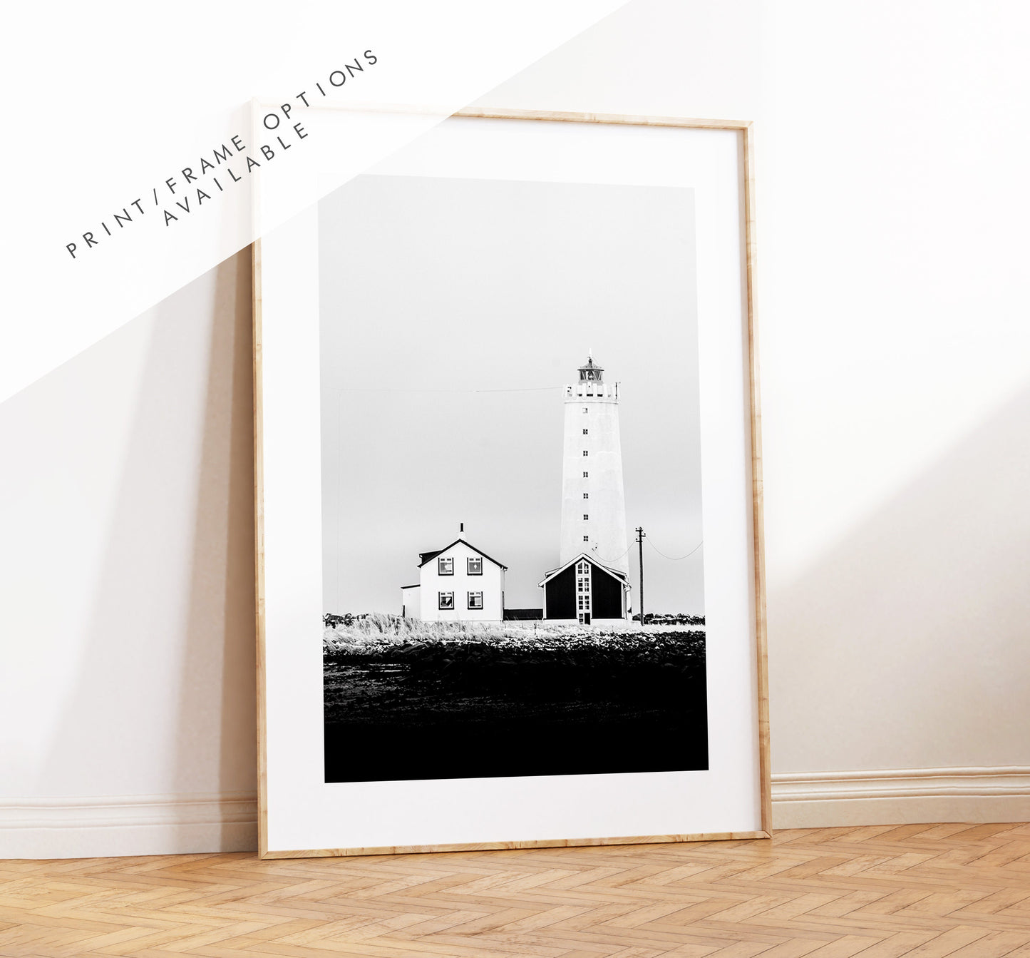 Reykjavik Lighthouse - Iceland Photography Print - Iceland Wall Art - Iceland Poster - Black and White Photography - Lighthouse Print - Gift