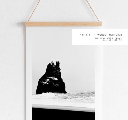 Reynisfjara - Iceland Photography Print - Iceland Wall Art - Iceland Poster - Black and White Photography - Black Sand Beach - Iceland Beach