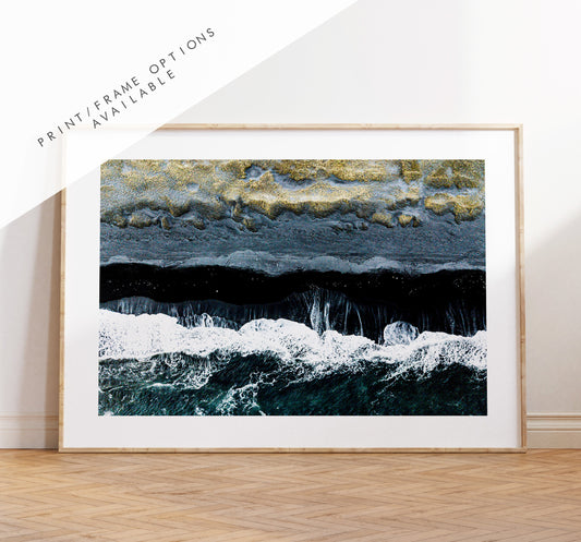 Black Beach Print - Iceland Photography Print - Iceland Wall Art - Iceland Poster - Aerial Photography - Landscape - Iceland Landscape Print