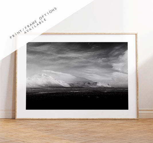 Iceland Mountains - Iceland Photography Print - Iceland Wall Art - Iceland Poster - Black and White Photography - Landscape - Mountain Print