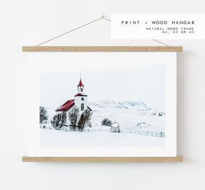 Icelandic Church - Iceland Photography Print - Iceland Wall Art - Iceland Poster - Landscape - Iceland Print - Contemporary - Winter - Snow