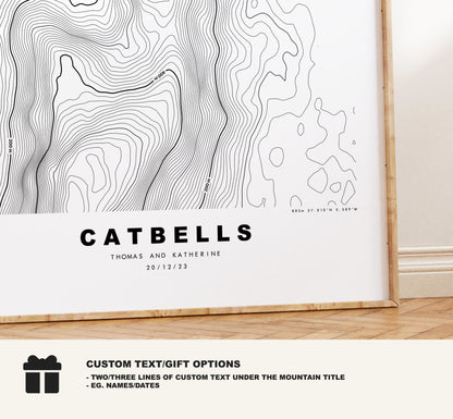 Catbells Print - Contour Map -  Catbells Lake District Map - Lake District - Topographic Map - Print - Poster - Wall Art - Map - Topography