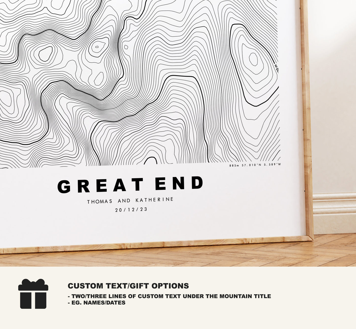 Great End Print - Contour Map -  Great End Lake District Map - Lake District - Topographic Map - Print - Poster - Wall Art - Topography