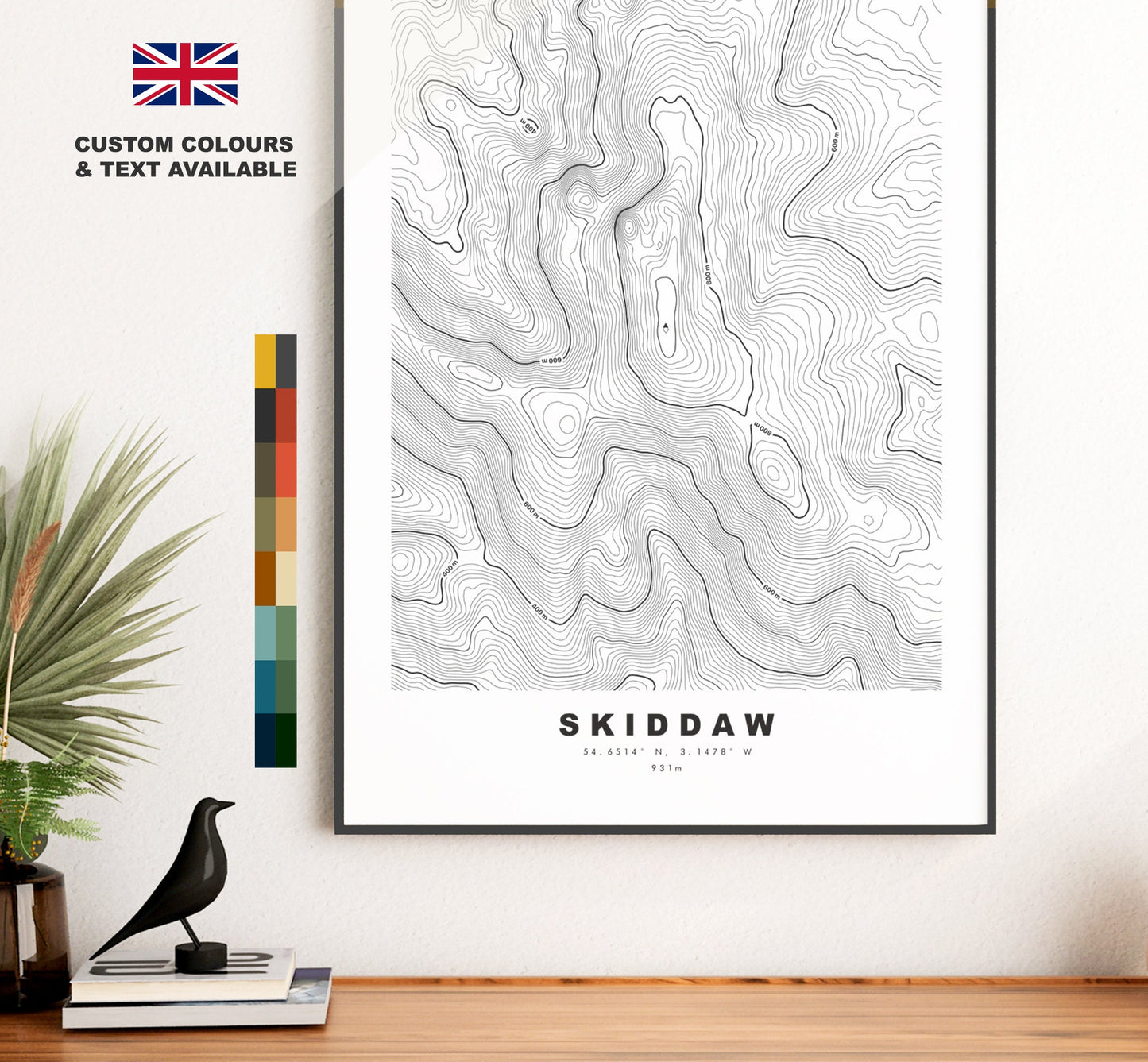 Skiddaw Print - Contour Map - Skiddaw Poster - Lake District - Topographic Map - Print - Poster - Wall Art - Skiddaw Map - Topography