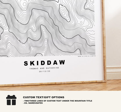 Skiddaw Print - Contour Map - Skiddaw Poster - Lake District - Topographic Map - Print - Poster - Wall Art - Skiddaw Map - Topography