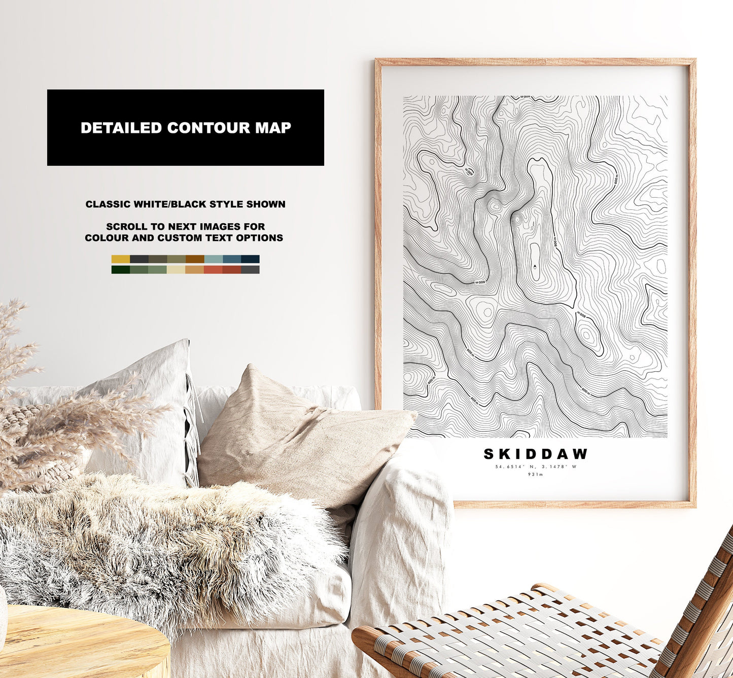 Skiddaw Print - Contour Map - Skiddaw Poster - Lake District - Topographic Map - Print - Poster - Wall Art - Skiddaw Map - Topography