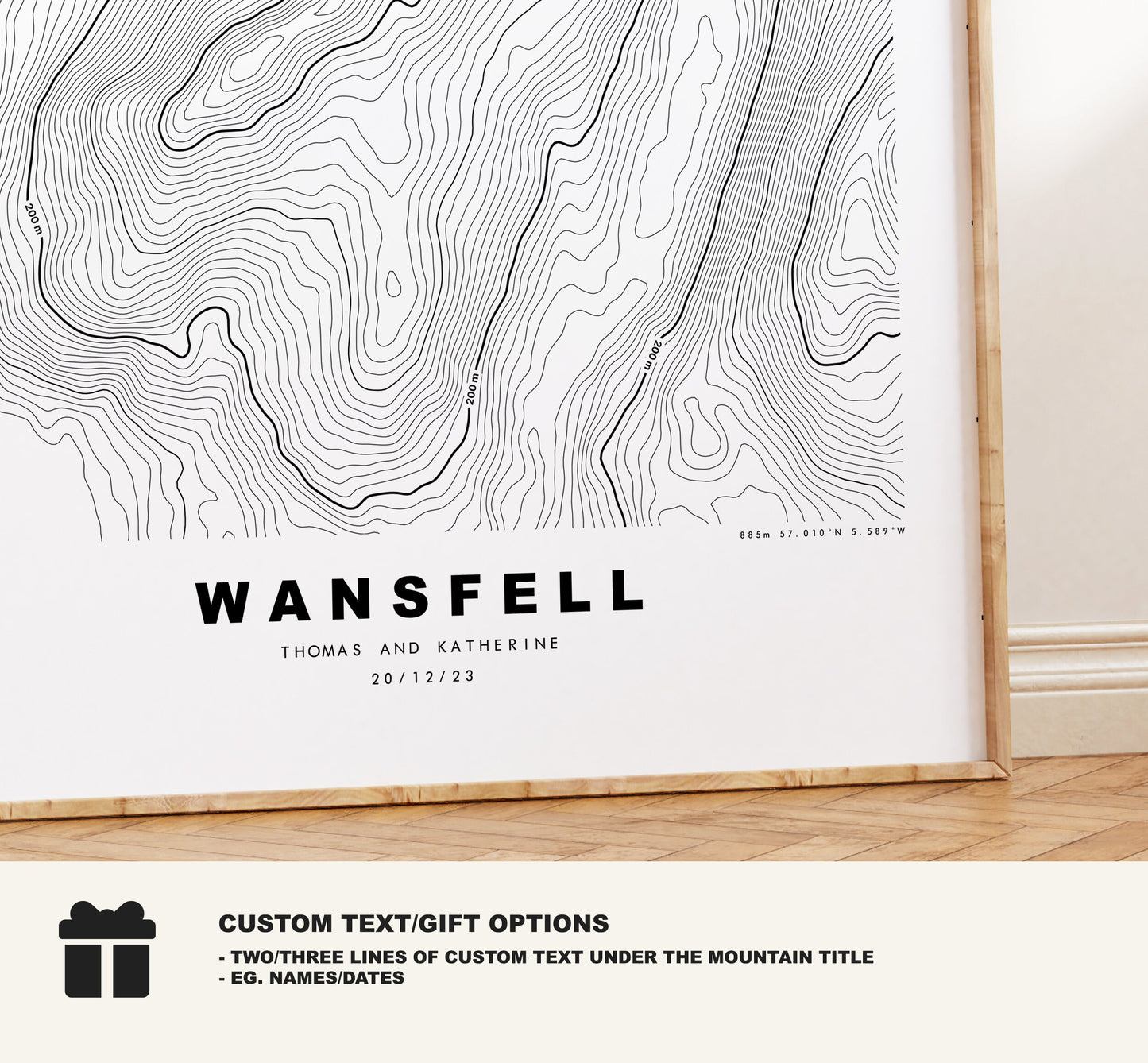 Wansfell Print - Contour Map -  Baystones Lake District Map - Lake District - Topographic Map - Print - Poster - Wall Art - Topography