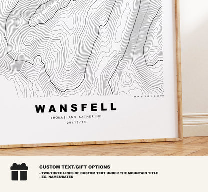 Wansfell Print - Contour Map -  Baystones Lake District Map - Lake District - Topographic Map - Print - Poster - Wall Art - Topography