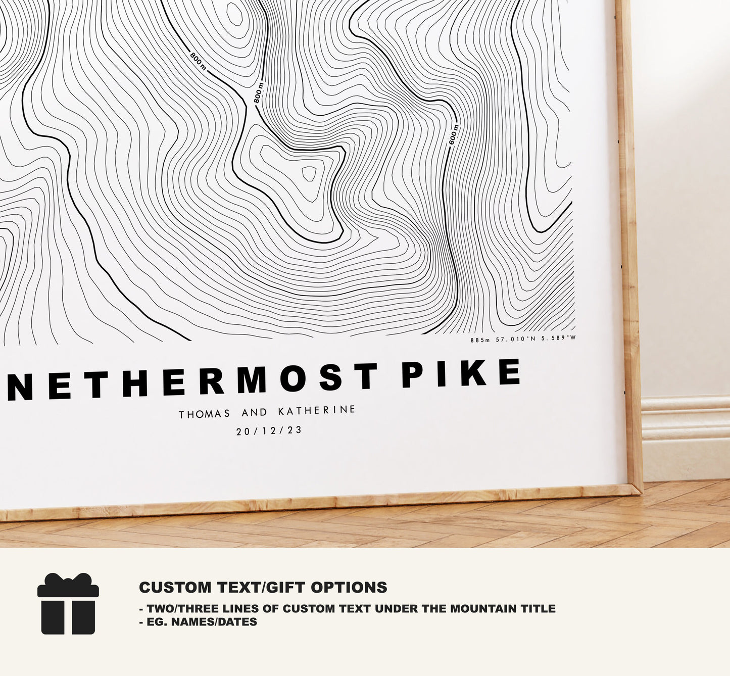 Nethermost Pike Print - Contour Map -  Nethermost Pike Lake District Map - Lake District - Topographic Map - Print - Poster - Wall Art