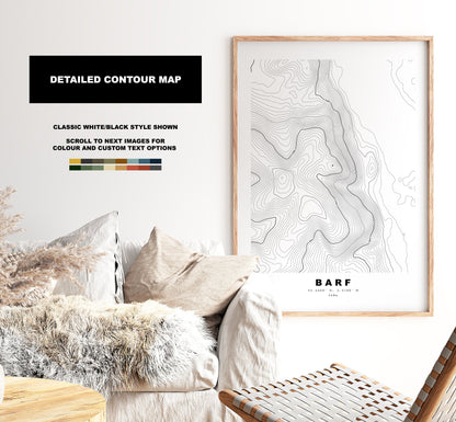 Barf Print - Contour Map -  Barf Lake District Map - Lake District - Topographic Map - Print - Poster - Wall Art - Topography