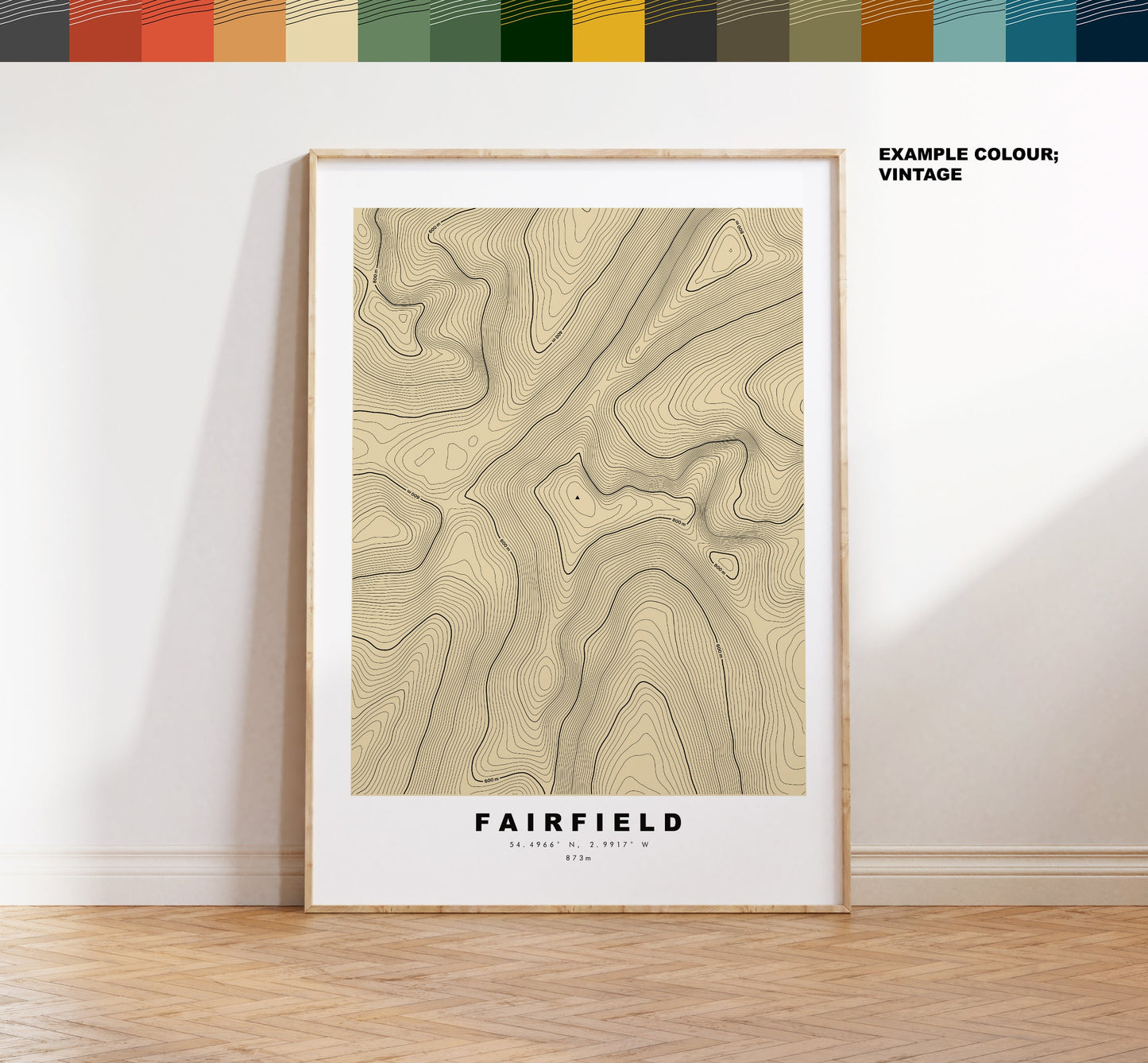 Fairfield Print - Contour Map -  Fairfield Peak Lake District Map - Lake District - Topographic Map - Print - Poster - Wall Art - Topography