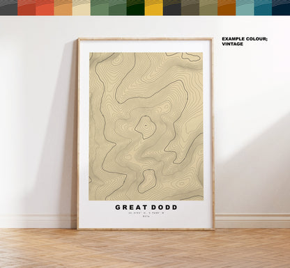 Great Dodd Print - Contour Map -  Great Dodd Lake District Map - Lake District - Topographic Map - Print - Poster - Wall Art - Topography