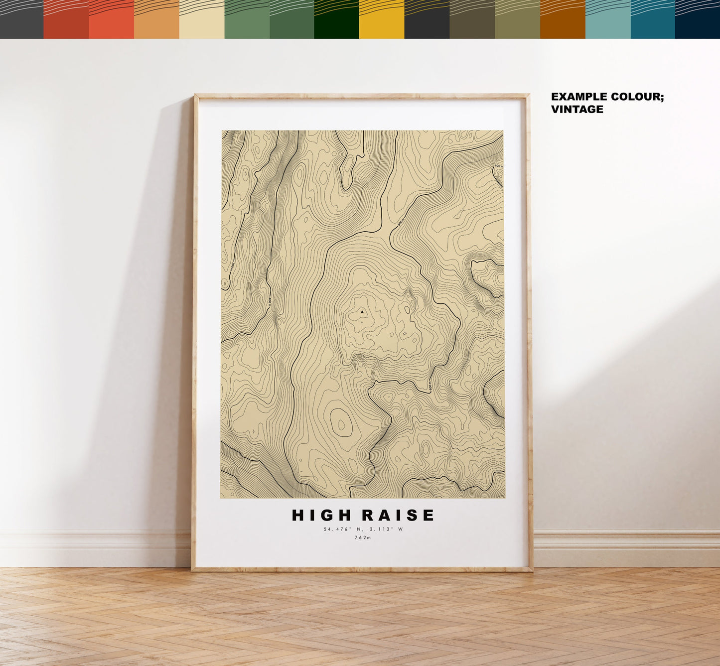 High Raise Print - Contour Map - High Raise Lake District - Lake District - Topographic Map - Print - Poster - Wall Art - Map - Topography