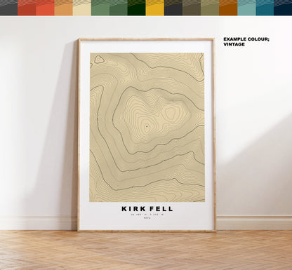 Kirk Fell Print - Contour Map -  Kirk Fell Lake District Map - Lake District - Topographic Map - Print - Poster - Wall Art - Topography