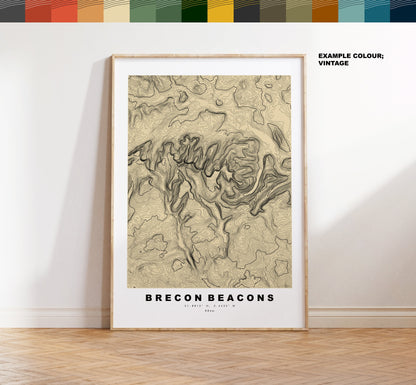 Brecon Beacons Print - Contour Map -  Bannau Brycheiniog Map - Topographic Map - Print - Poster - Wall Art - Brecon Beacons - Wales