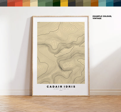 Cadair Idris Print - Contour Map - Snowdonia - Wales - Topographic Map - Print - Poster - Wall Art - Cadair Idris Poster - Gift - Topography