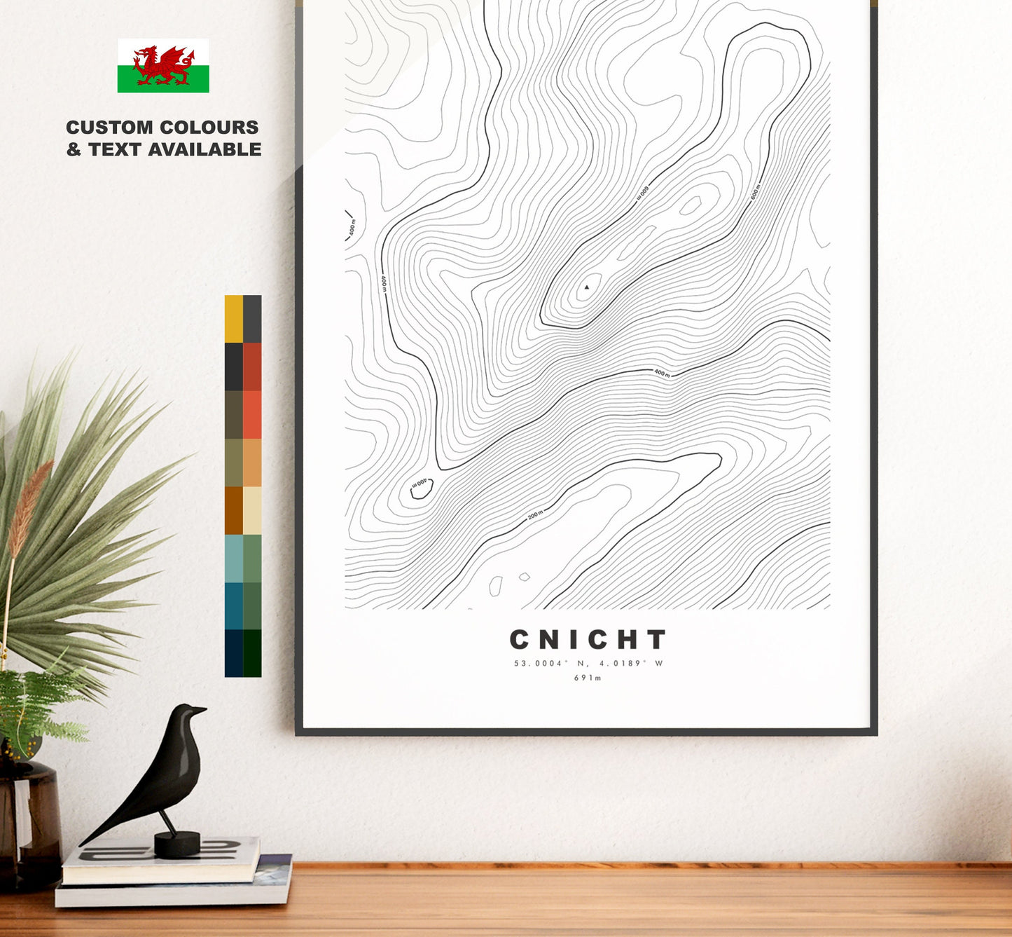 Cnicht Print - Contour Map - Snowdonia - Wales - Topographic Map - Print - Poster - Wall Art - Cnicht Poster - Relief Map - Topography