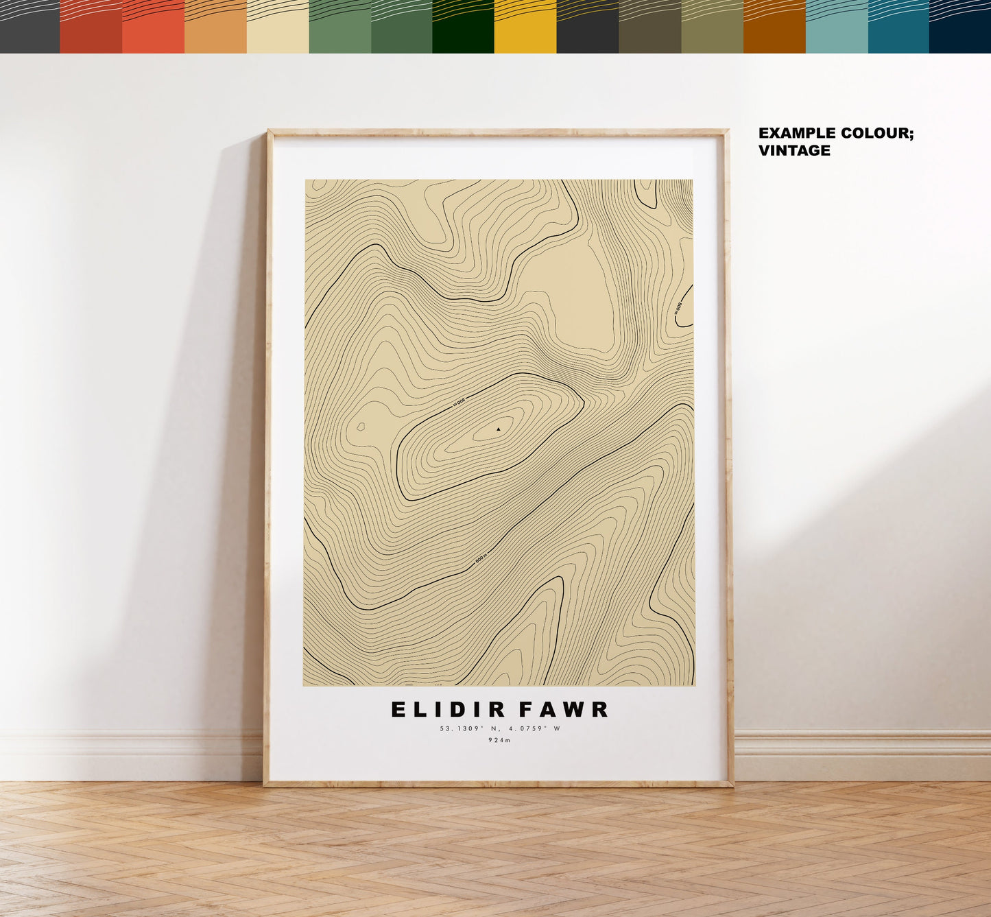 Elidir Fawr Print - Contour Map - Snowdonia - Wales - Topographic Map - Print - Poster - Wall Art - Elidir Fawr Poster - Gift - Topography