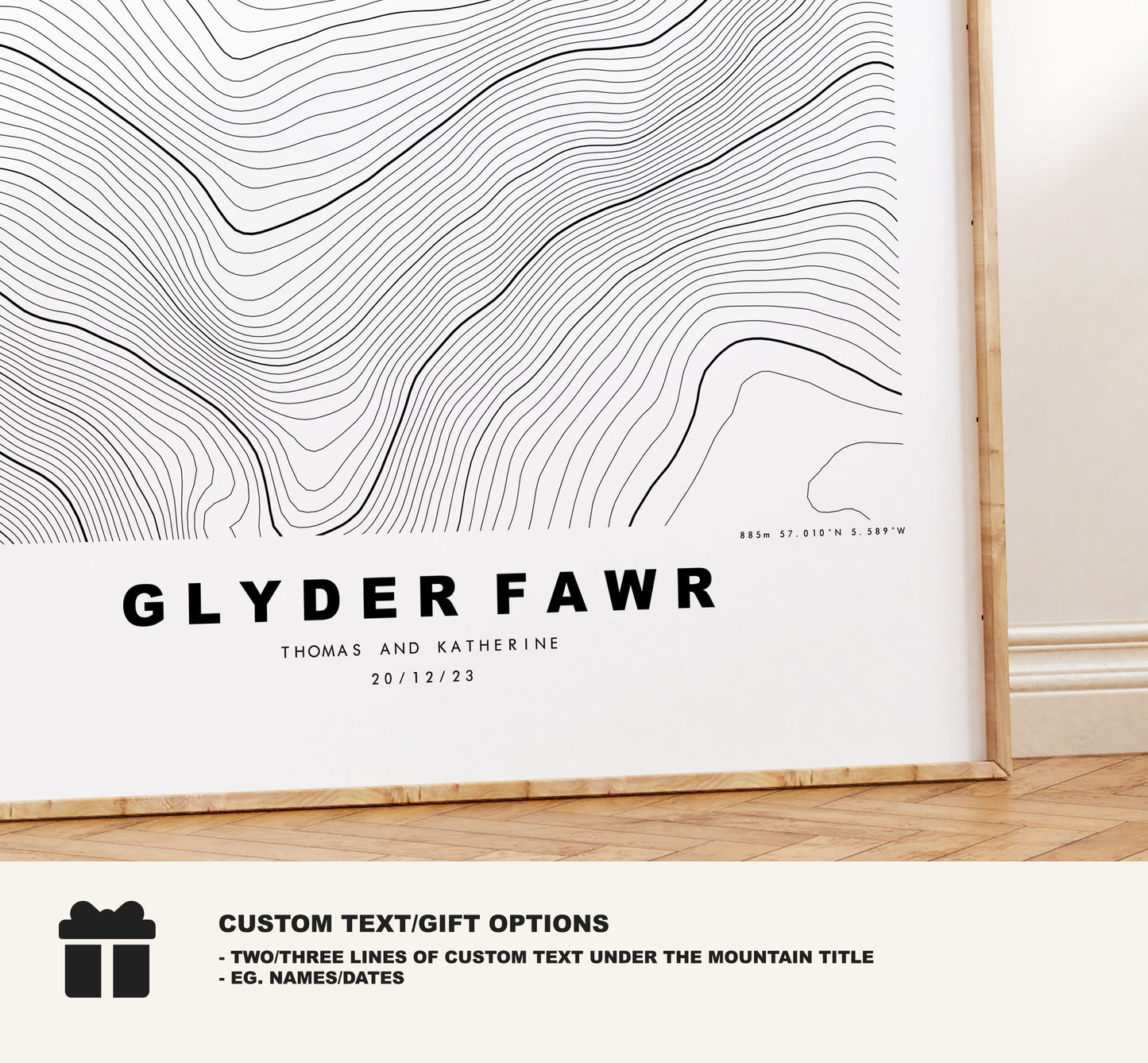 Glyder Fawr Print - Contour Map - Snowdonia - Wales - Topographic Map - Print - Poster - Wall Art - Glyder Fawr Poster - Relief Map