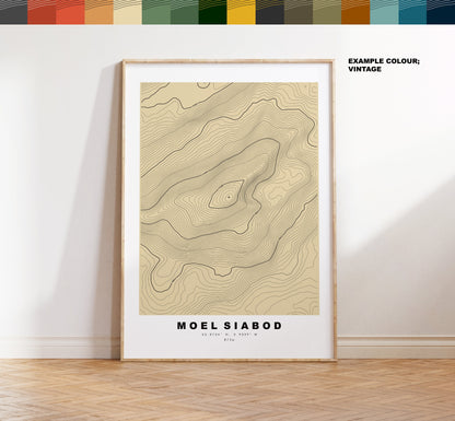 Moel Siabod Print - Contour Map - Snowdonia - Wales - Topographic Map - Print - Poster - Wall Art - Moel Siabod Poster - Relief Map