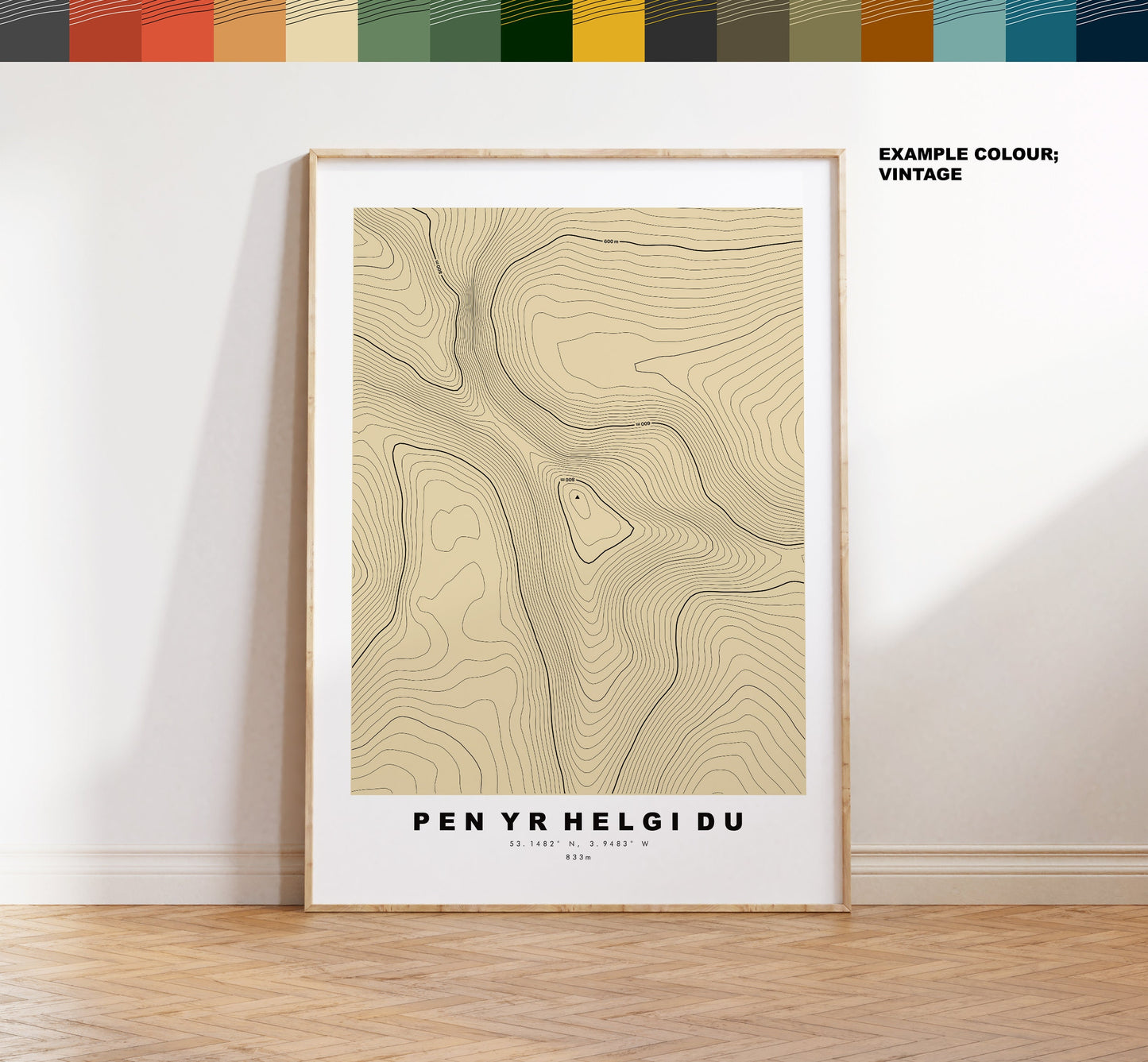 Pen Yr Helgi Du Print - Contour Map - Snowdonia - Wales - Topographic Map - Print - Poster - Wall Art -  Pen Yr Helgi Du Poster - Topography