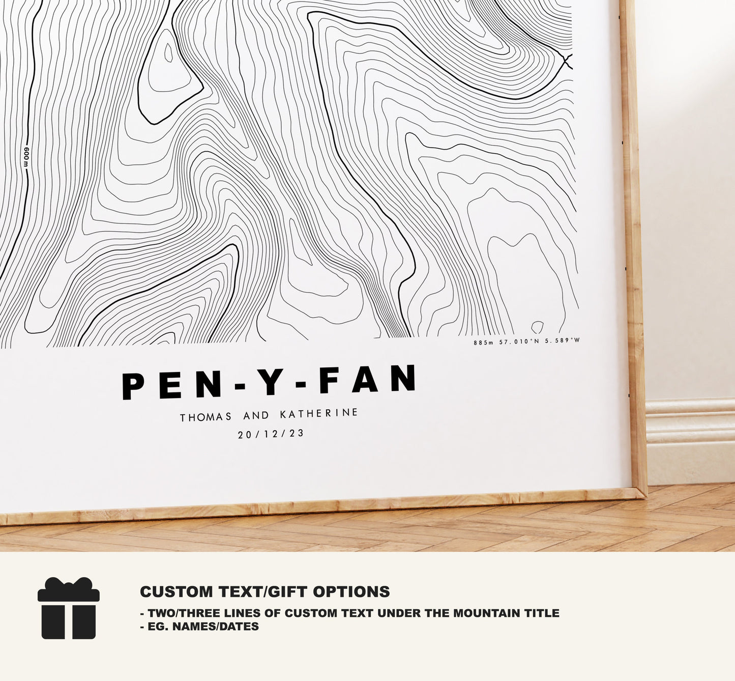 Pen-y-Fan Print - Contour Map - Pen-y-Fan Brecon Beacons - Wales - Topographic Map - Wall Art - Welsh Three Peak Challenge - Topography