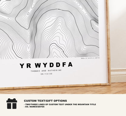 Yr Wyddfa Print - Contour Map - Snowdon Poster - Wales - Topographic Map - Print - Poster - Wall Art - Mt Snowdon Map - Snowdon - Topography