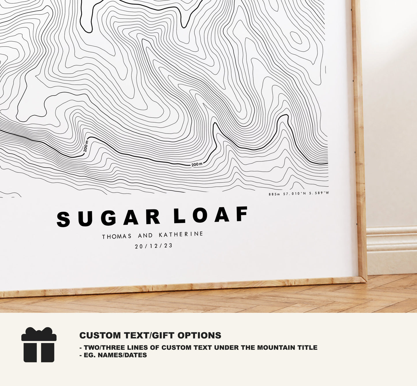 Sugar Loaf Print - Contour Map - Monmouthshire - Wales - Topographic Map - Print - Poster - Wall Art - Sugar Loaf Poster - The Sugar Loaf