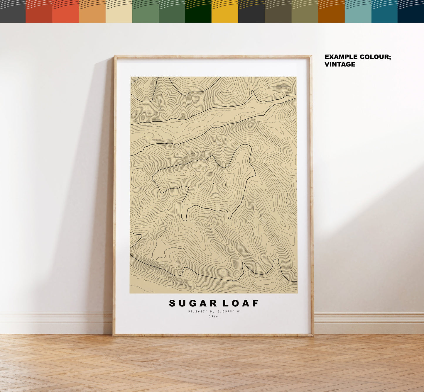 Sugar Loaf Print - Contour Map - Monmouthshire - Wales - Topographic Map - Print - Poster - Wall Art - Sugar Loaf Poster - The Sugar Loaf