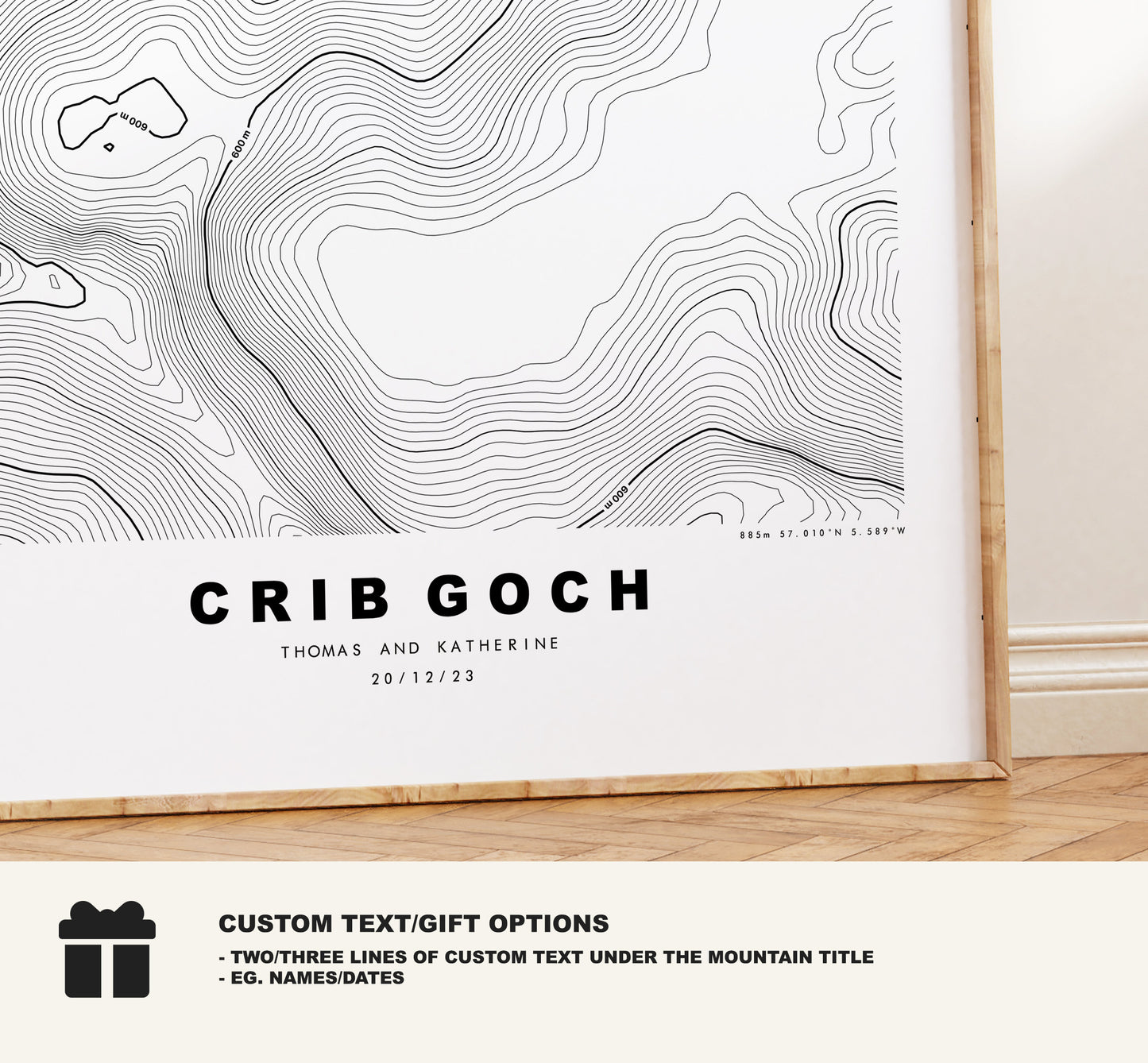 Crib Goch Print - Contour Map - Snowdonia - Wales - Topographic Map - Print - Poster - Wall Art - Crib Goch Poster - Relief Map - Topography