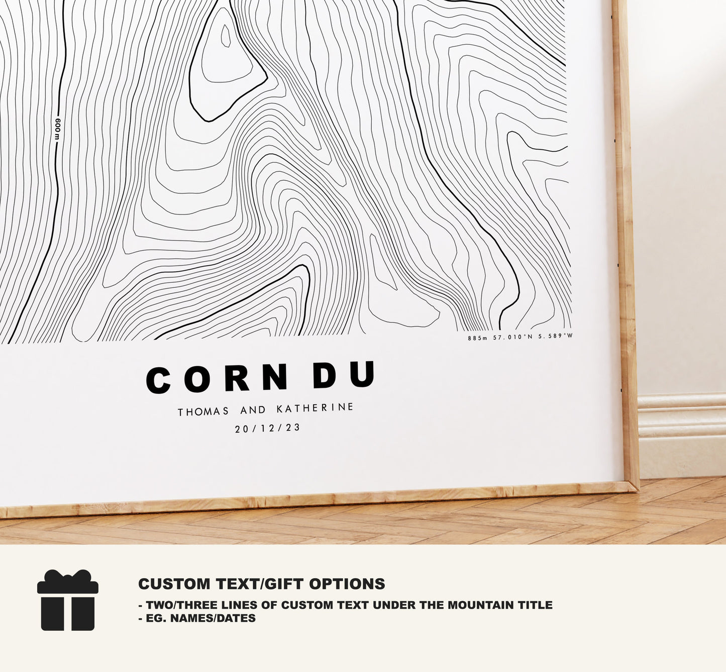 Corn Du Print - Contour Map - Corn Du, Brecon Beacons - Wales - Topographic Map - Wall Art - Corn Du Contour Map - Topography