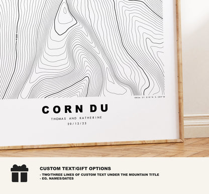 Corn Du Print - Contour Map - Corn Du, Brecon Beacons - Wales - Topographic Map - Wall Art - Corn Du Contour Map - Topography