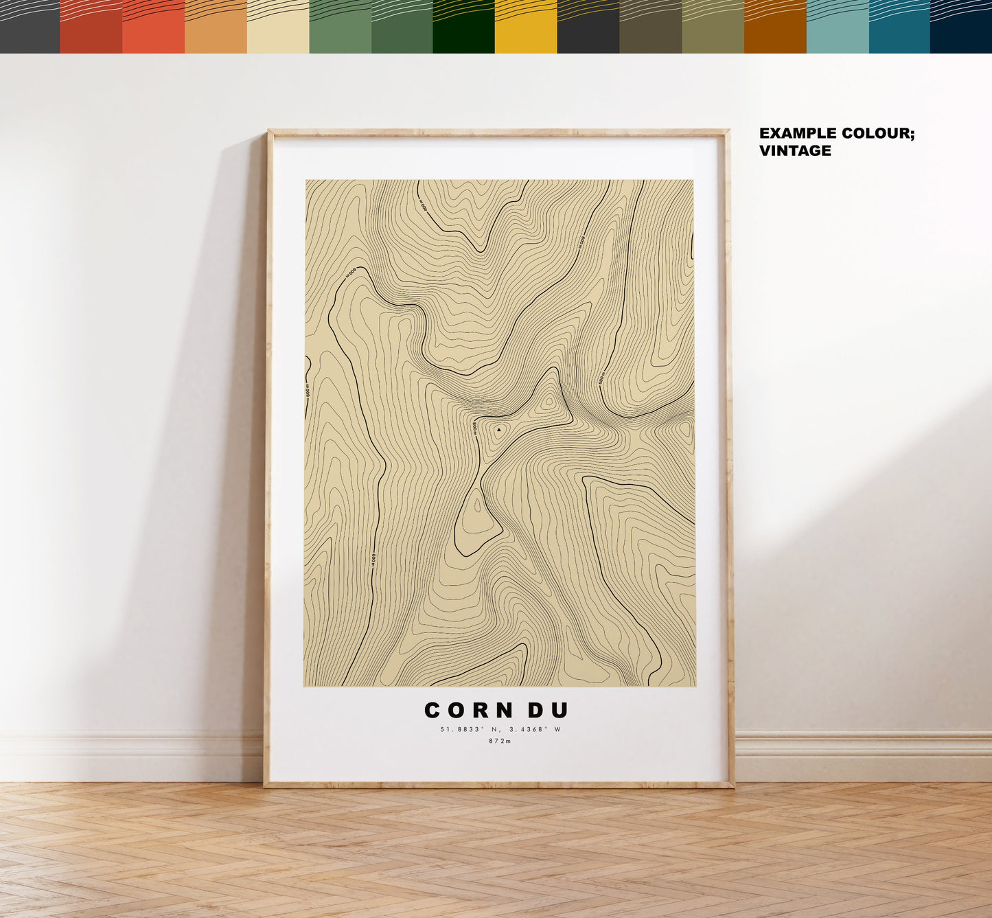 Corn Du Print - Contour Map - Corn Du, Brecon Beacons - Wales - Topographic Map - Wall Art - Corn Du Contour Map - Topography