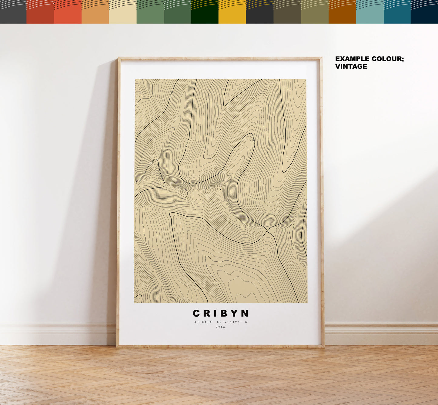 Cribyn Print - Contour Map - Cribyn, Brecon Beacons - Wales - Topographic Map - Wall Art - Cribyn Contour Map - Topography