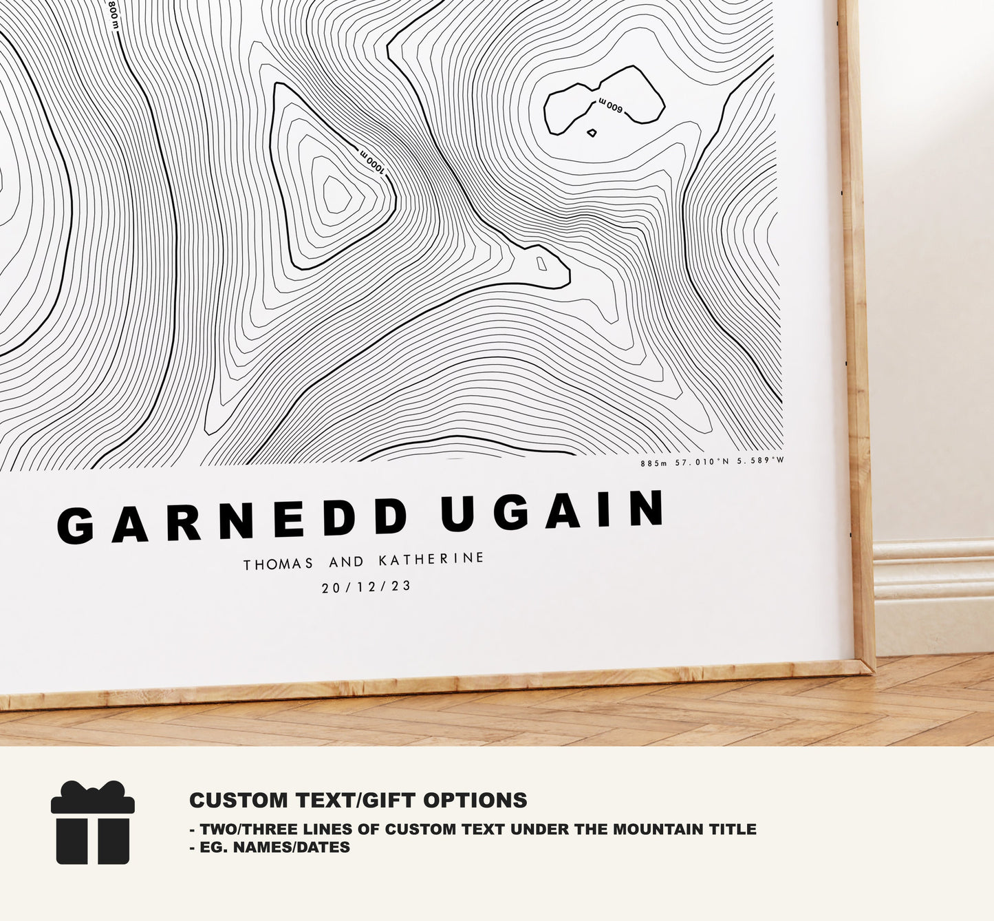 Garnedd Ugain Print - Contour Map - FGarnedd Ugain Poster - Wales - Topographic Map - Print - Poster - Wall Art - Welsh 3000s - Topography